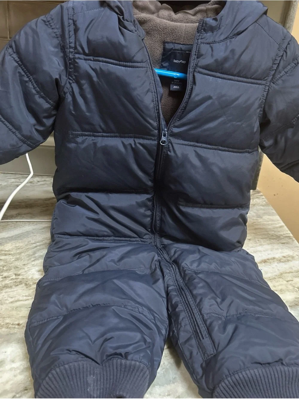 Gap Baby Puffer Snowsuit 18-24 M   Blue  Cold weather bunting Fleece Lined